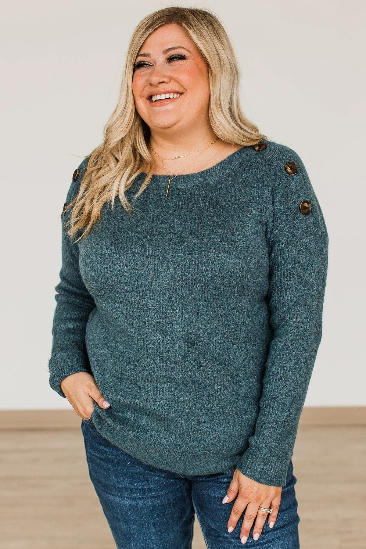 Love Beyond Words Knit Sweater- Dark Teal