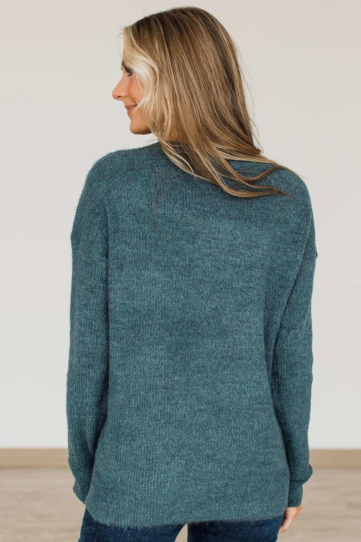 Love Beyond Words Knit Sweater- Dark Teal