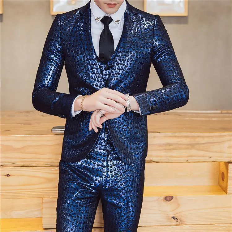 M. Jagger Jacquard Three Piece Suit