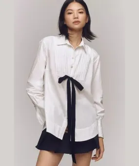 Maeve Tuxedo Tie Tunic Blouse