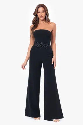 Marleen Long Scuba Crepe Jumpsuit with Flower Detailing