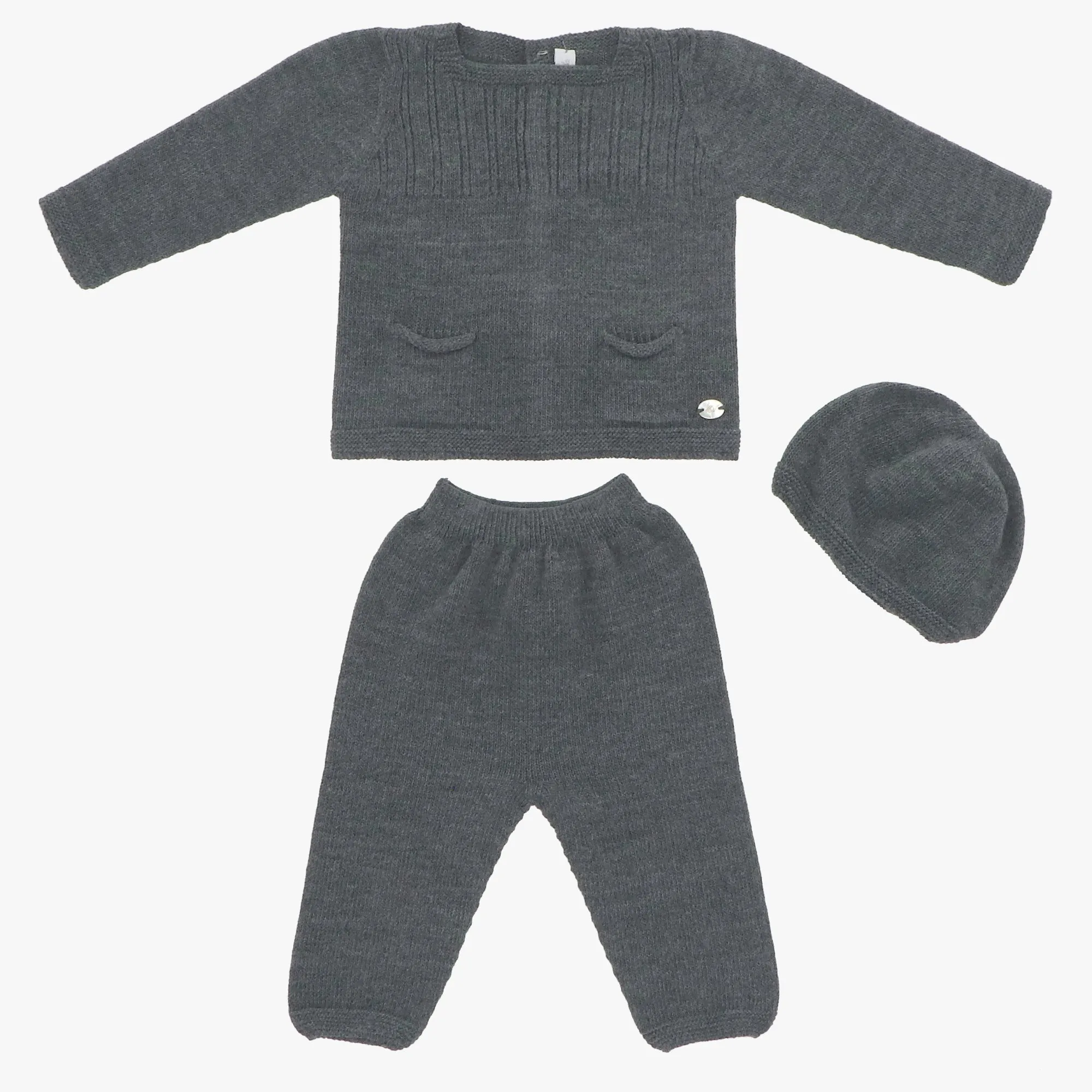 Martin Aranda Knit Anthracite Grey 3Pc Baby Set