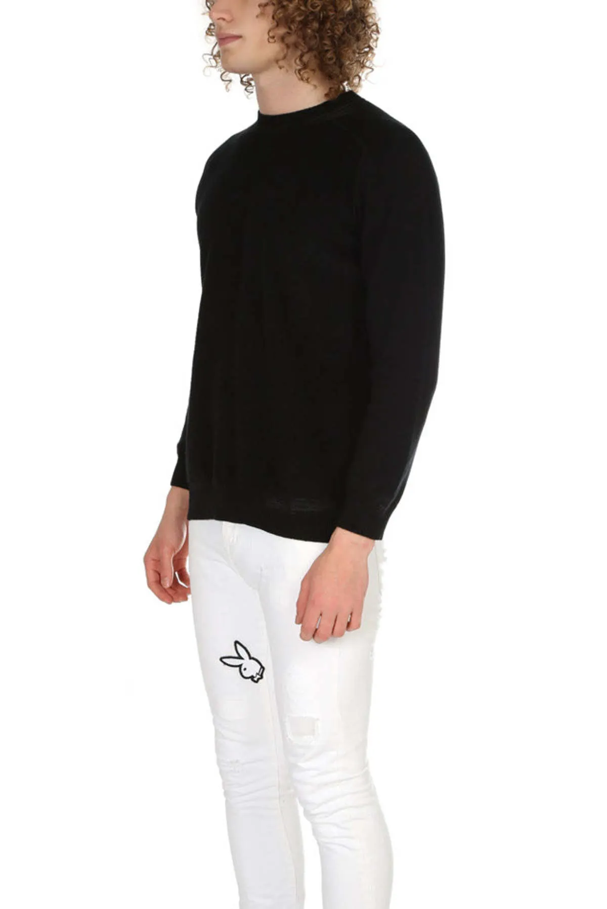 Mended Crewneck Sweater - Black