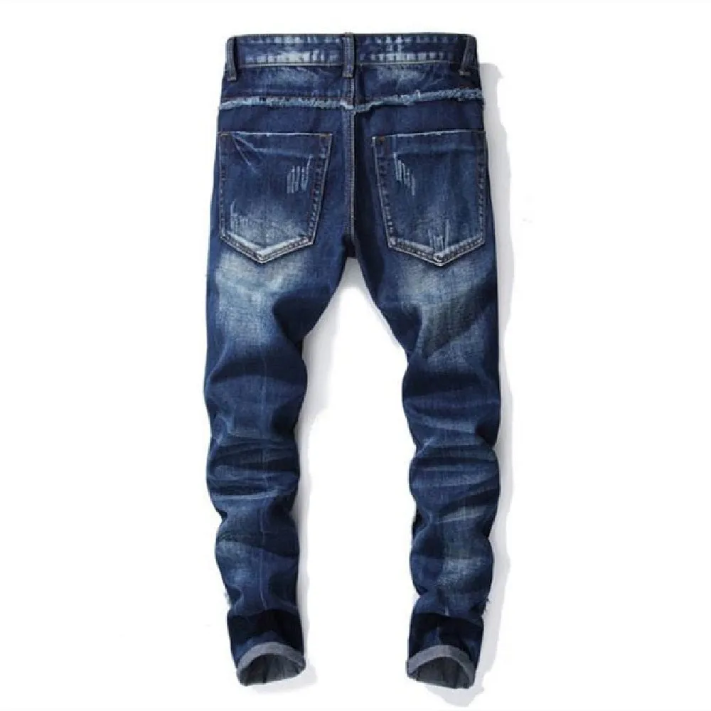 Men's American Fashion Patchwork Stitching Casual Straight-Leg Pants