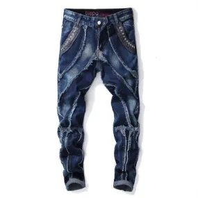 Men's American Fashion Patchwork Stitching Casual Straight-Leg Pants