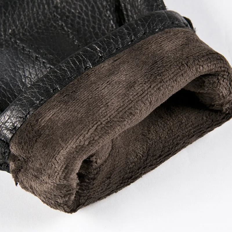 Men's Fashion Casual Driving Winter Genuine Leather Deerskin Gloves