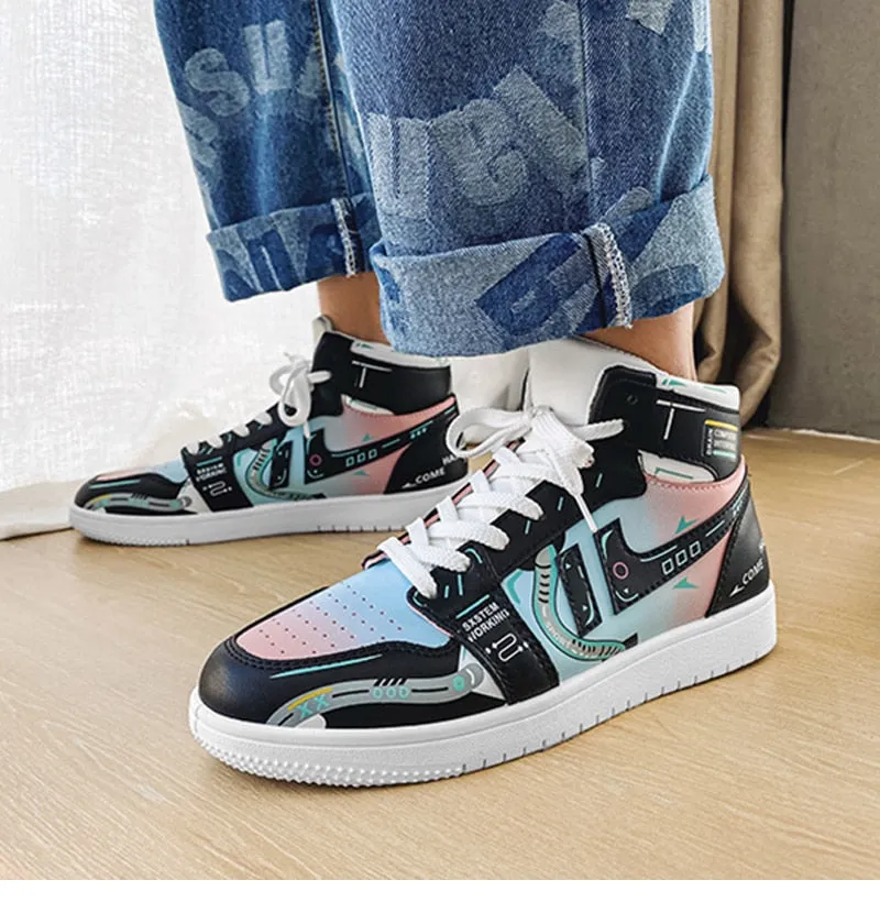 Men's Fashion Casual Vulcanized High Top Platform Sneaker Shoes