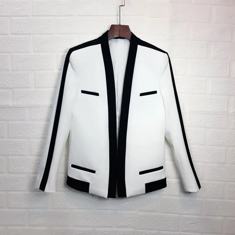 Men's Korean Version Contrast Color Single Breasted Slim Fit Blazer