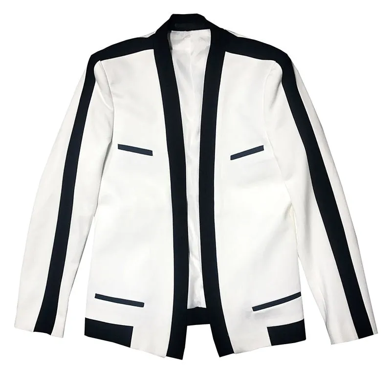 Men's Korean Version Contrast Color Single Breasted Slim Fit Blazer