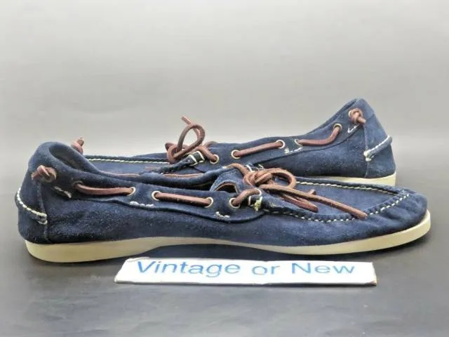 Men's Ralph Lauren Navy Blue Nubuck Suede Boat Shoes sz 12 D