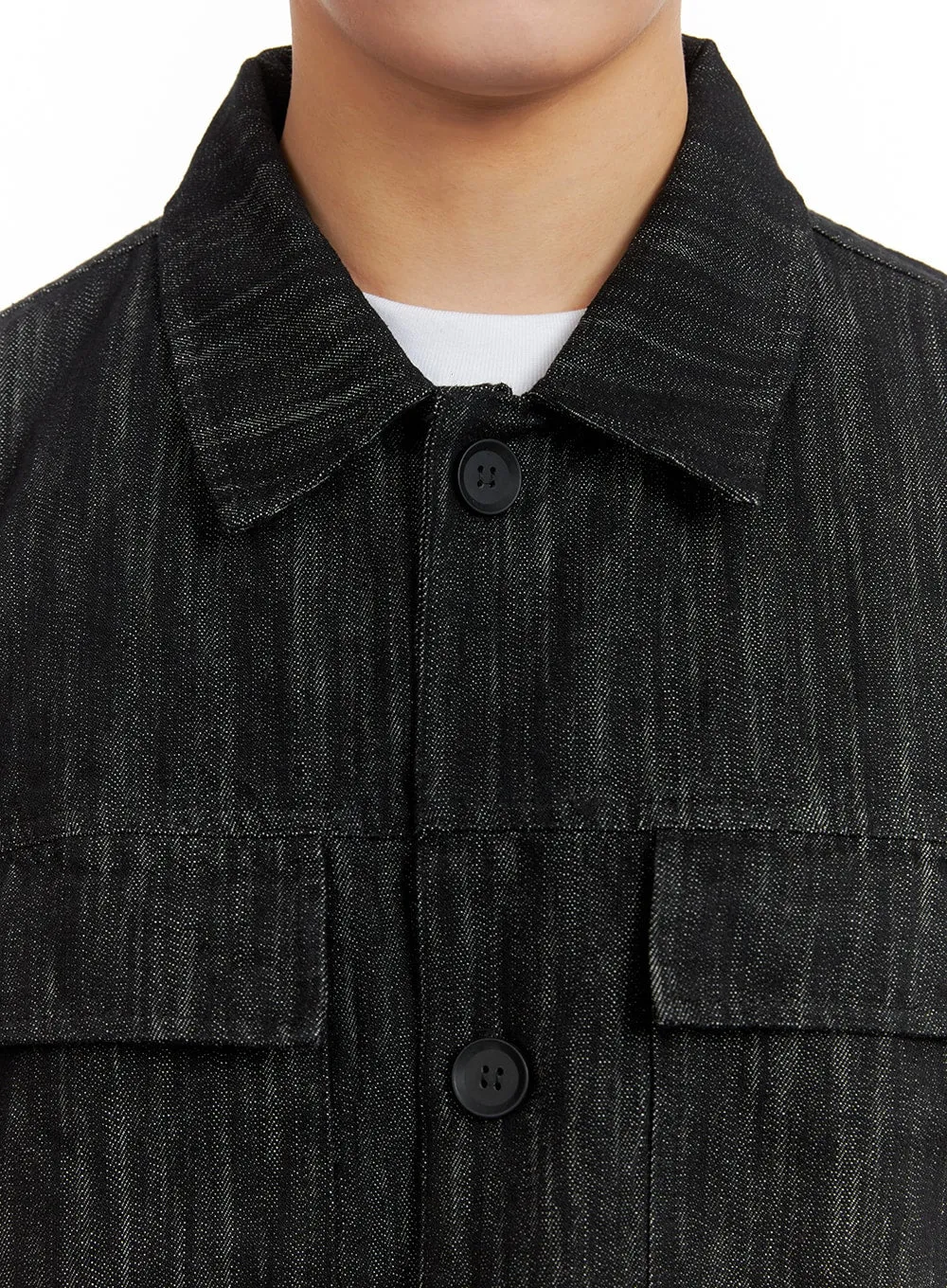 Men's Textured Button Denim Jacket IA402