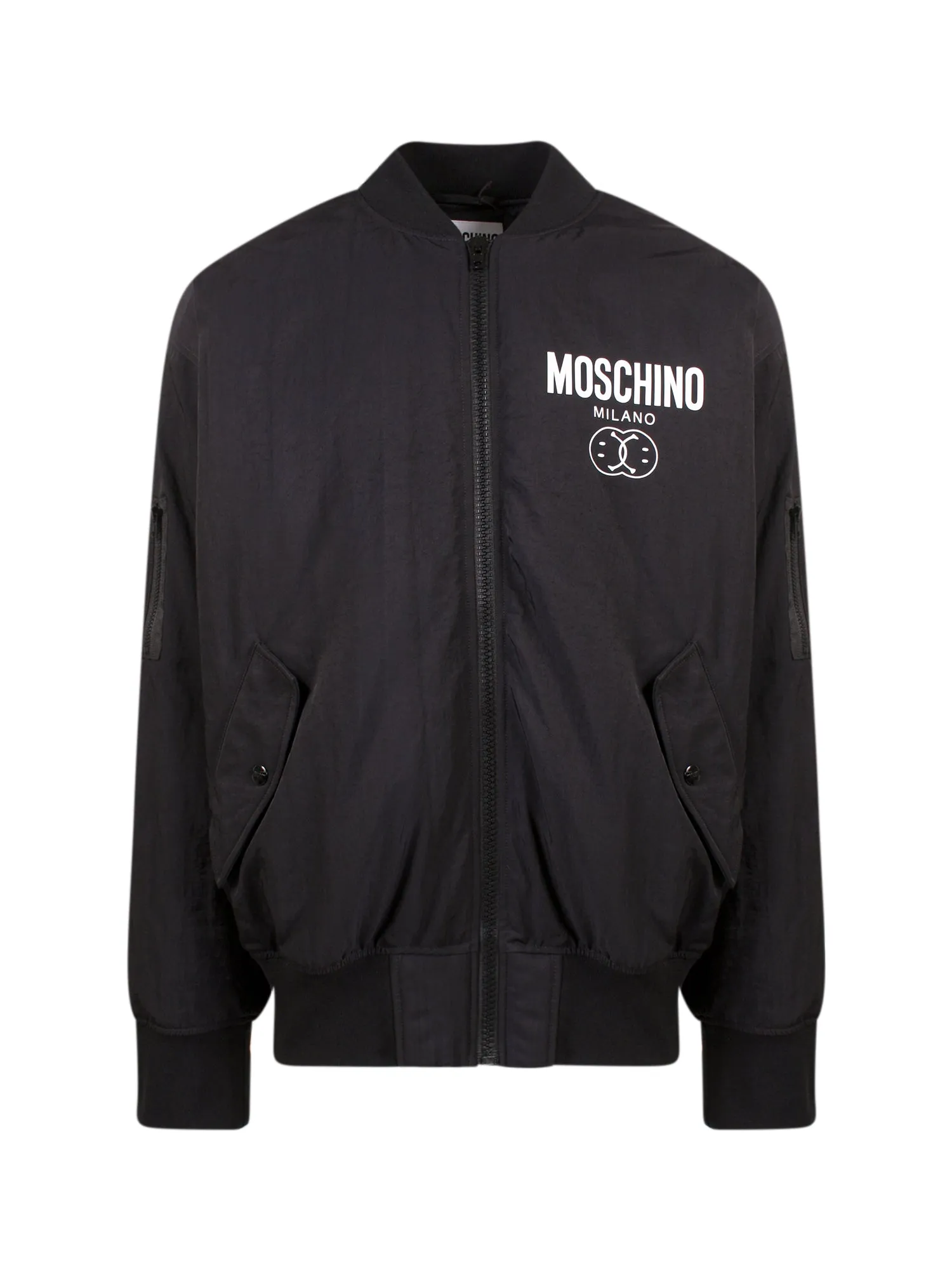 Moschino Logo Printed Long-Sleeved Bomber Jacket