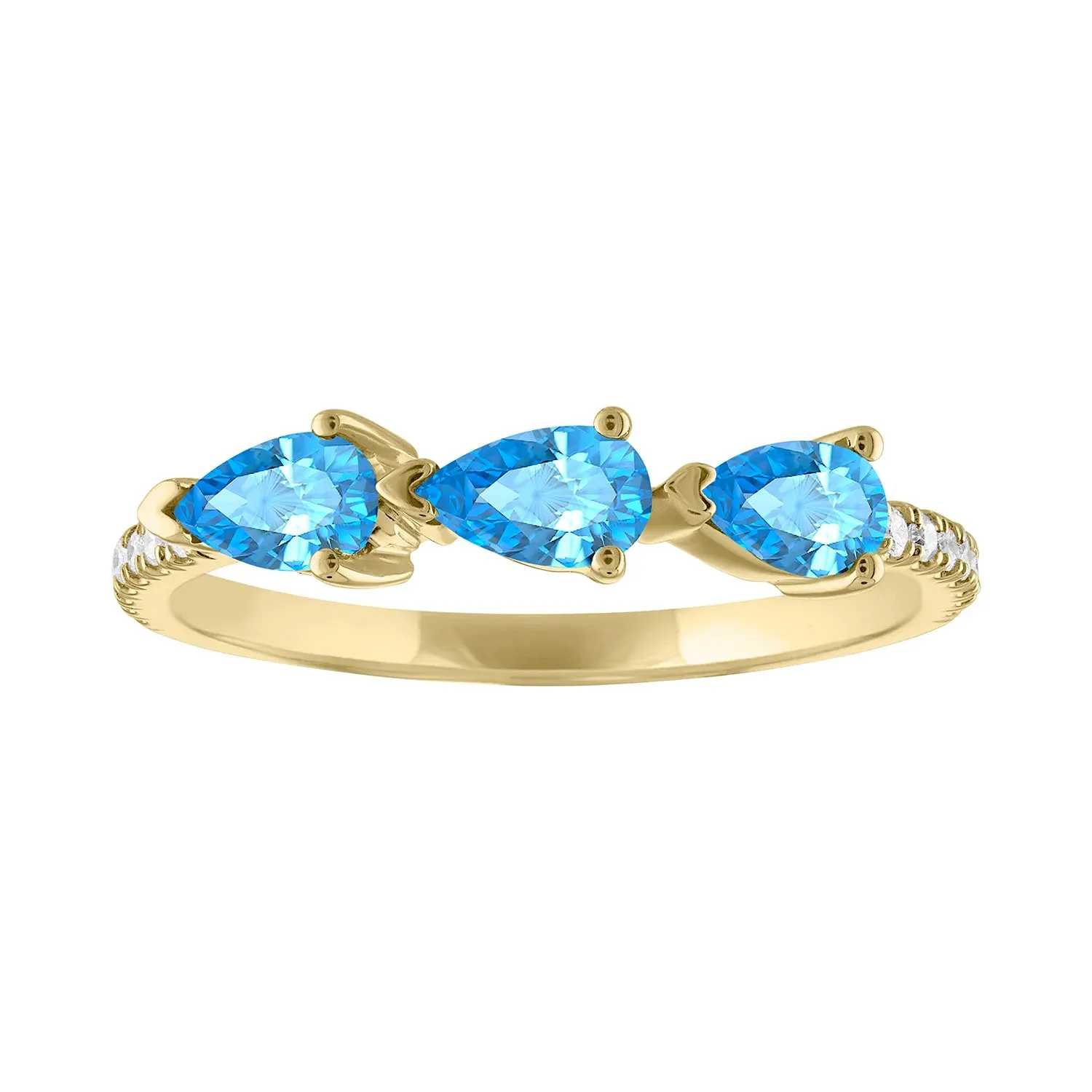 My Story Livia Triple Pear Shape Blue Topaz & Diamond Ring