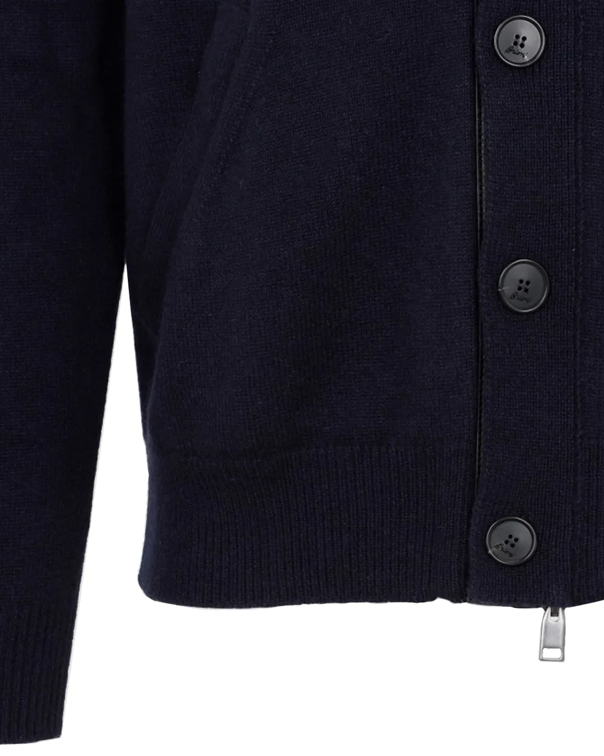 Navy Full Zip Bluson Cashmere Sweater