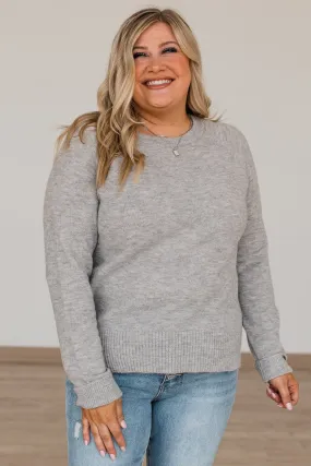 No Regrets Brushed Knit Sweater- Heather Grey