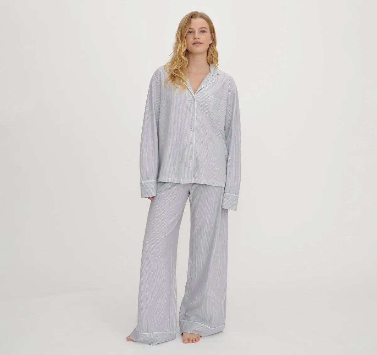 Organic Basics Core Sleep Pants Blue Stripe