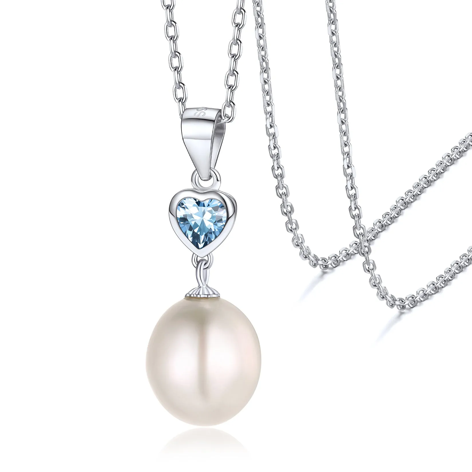 Oval Shape Shell Pearl with Birthstone Necklace Single Pearl Pendant Necklace for Women