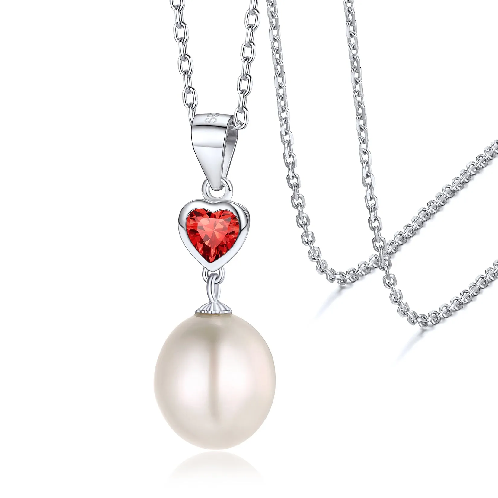 Oval Shape Shell Pearl with Birthstone Necklace Single Pearl Pendant Necklace for Women