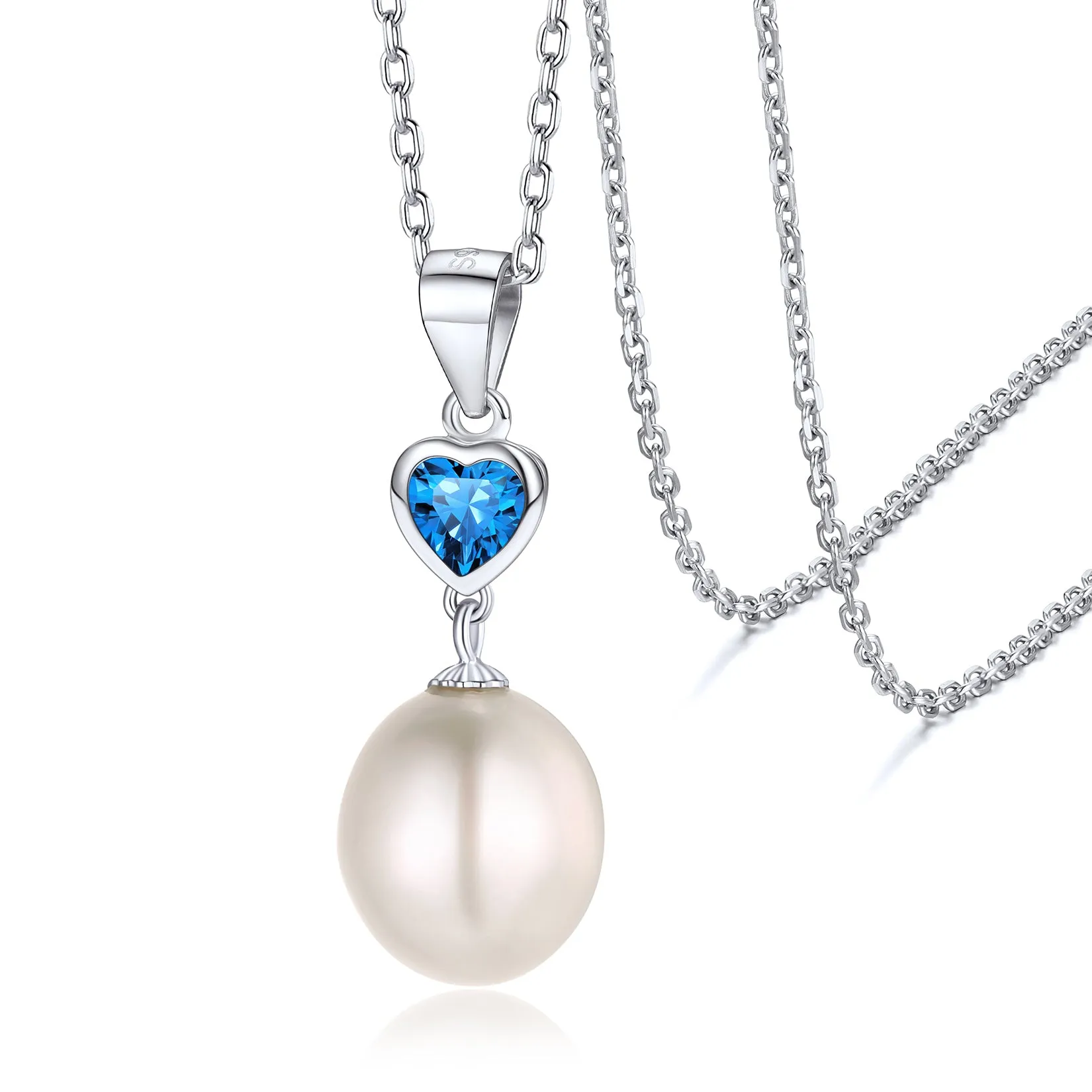 Oval Shape Shell Pearl with Birthstone Necklace Single Pearl Pendant Necklace for Women