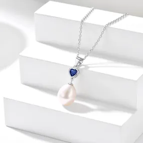 Oval Shape Shell Pearl with Birthstone Necklace Single Pearl Pendant Necklace for Women