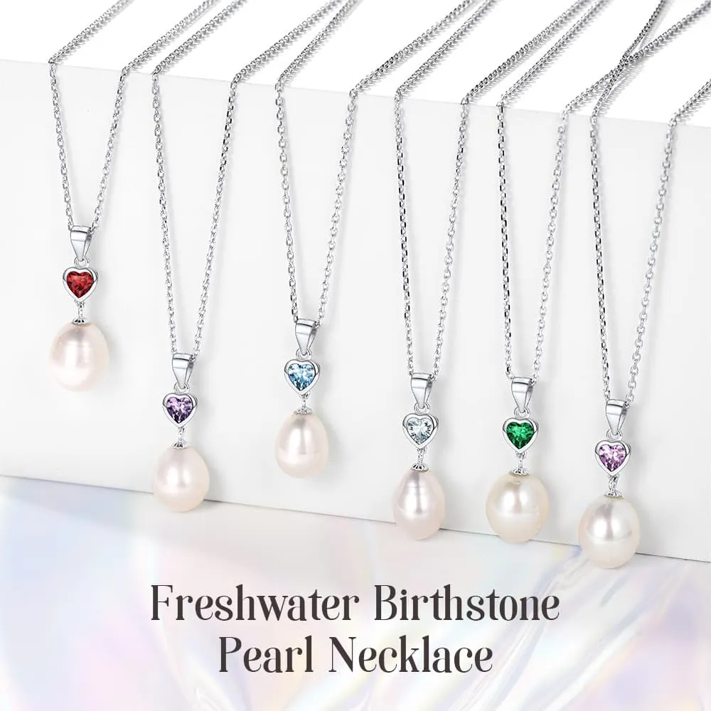 Oval Shape Shell Pearl with Birthstone Necklace Single Pearl Pendant Necklace for Women