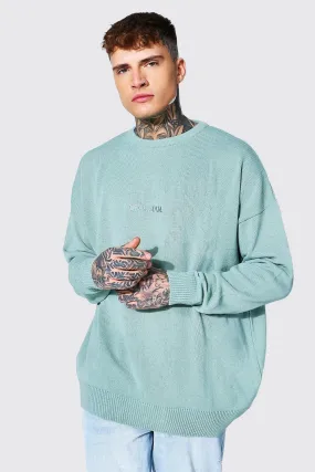 Oversized Ofcl Man Tonal Embroidered Sweater