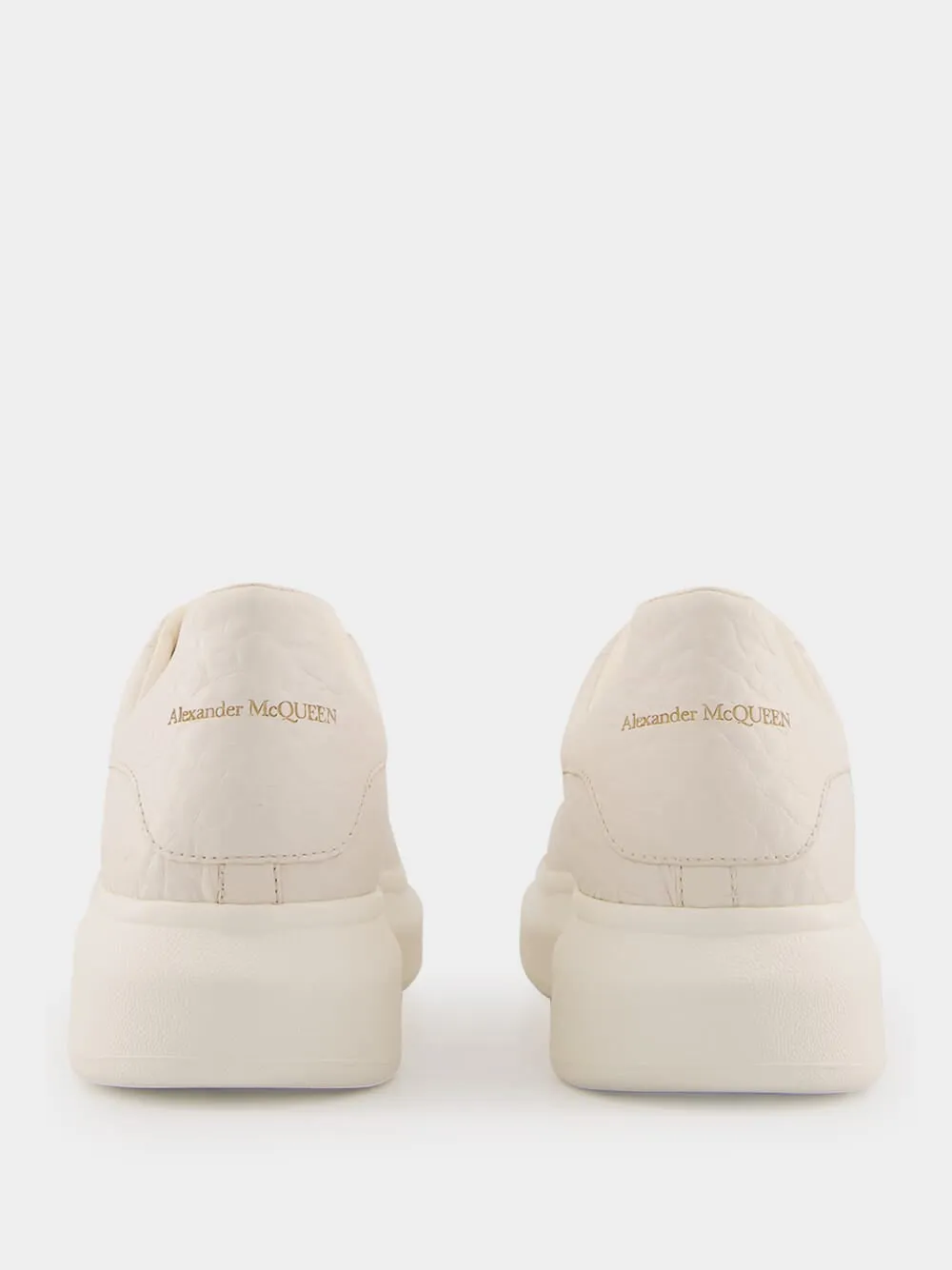 Oversized White Grain Texture Leather Sneakers