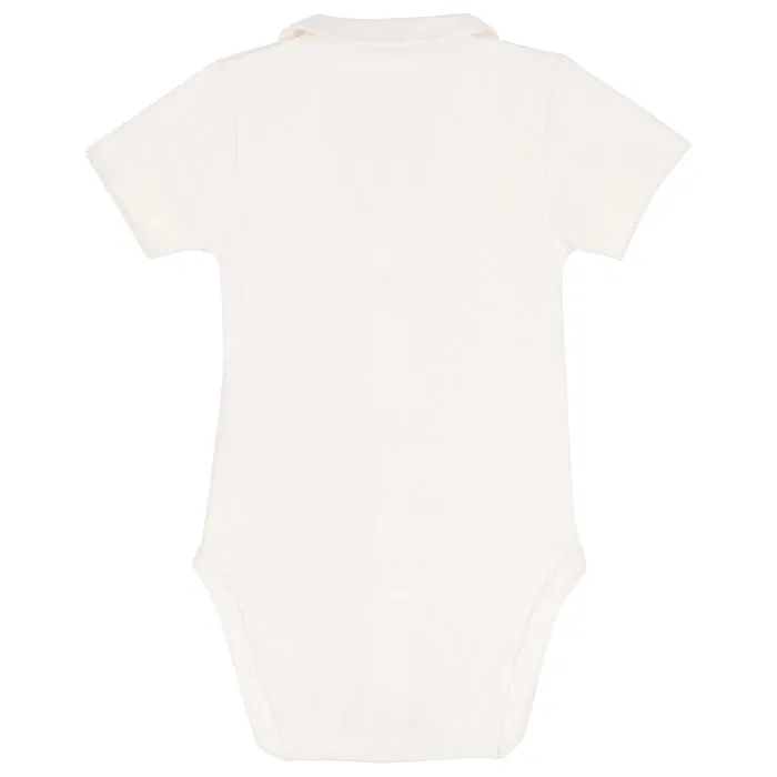 Petit Bateau Baby Collared Bodysuit White