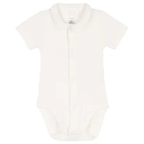 Petit Bateau Baby Collared Bodysuit White