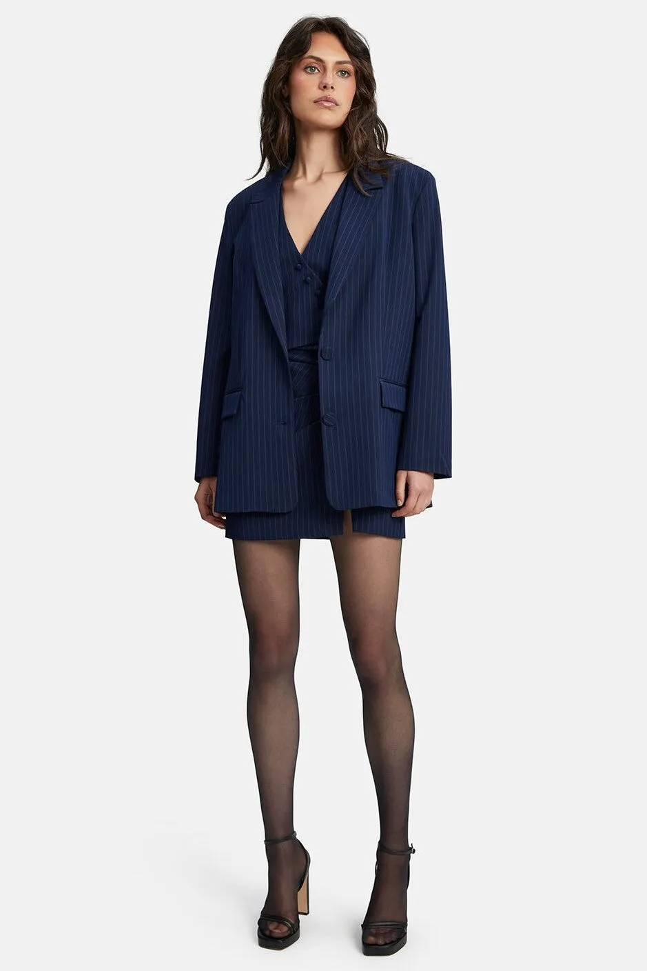 Pin Stripe Blazer - Navy Stripe