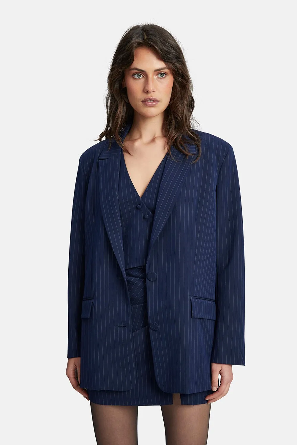 Pin Stripe Blazer - Navy Stripe