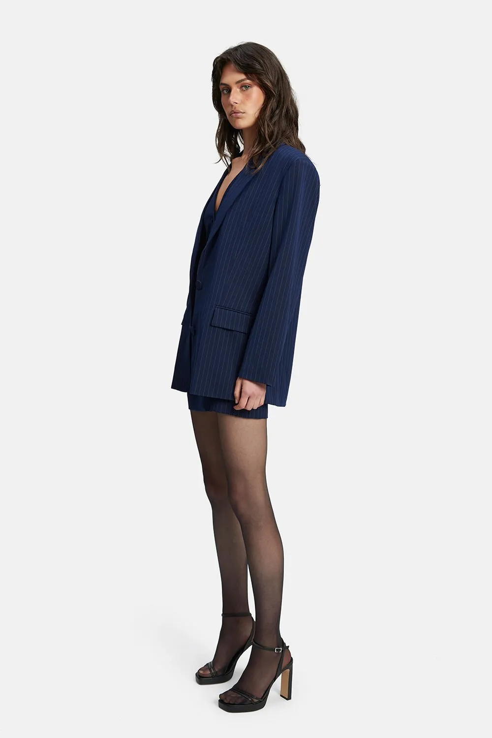 Pin Stripe Blazer - Navy Stripe