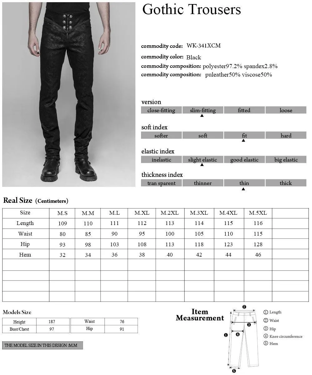 Punk Rave Rock Gothic Retro Slim-Fitting Men Pants