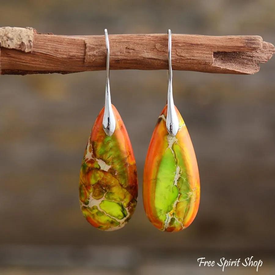 Red & Turquoise Imperial Jasper Drop Earrings