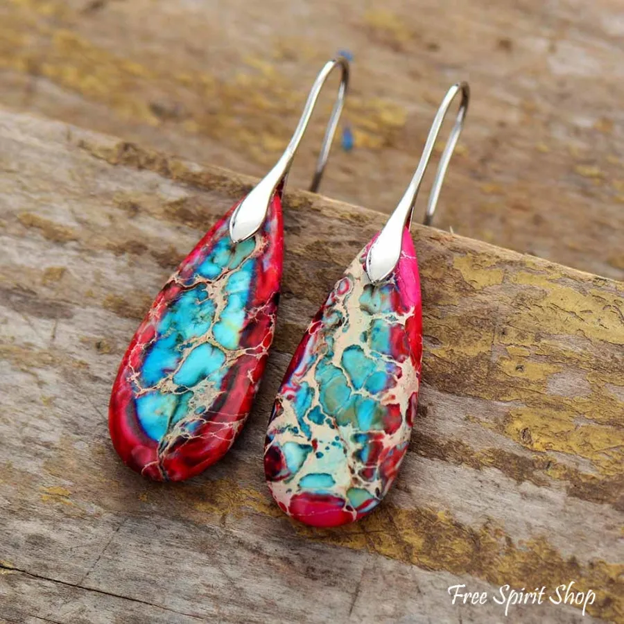 Red & Turquoise Imperial Jasper Drop Earrings