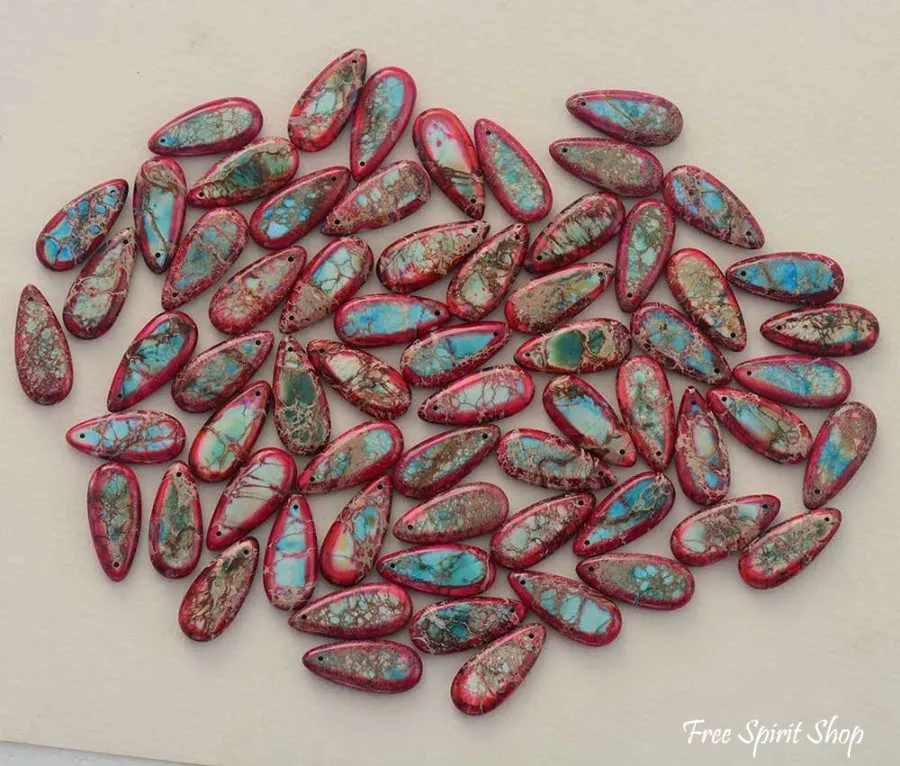 Red & Turquoise Imperial Jasper Drop Earrings