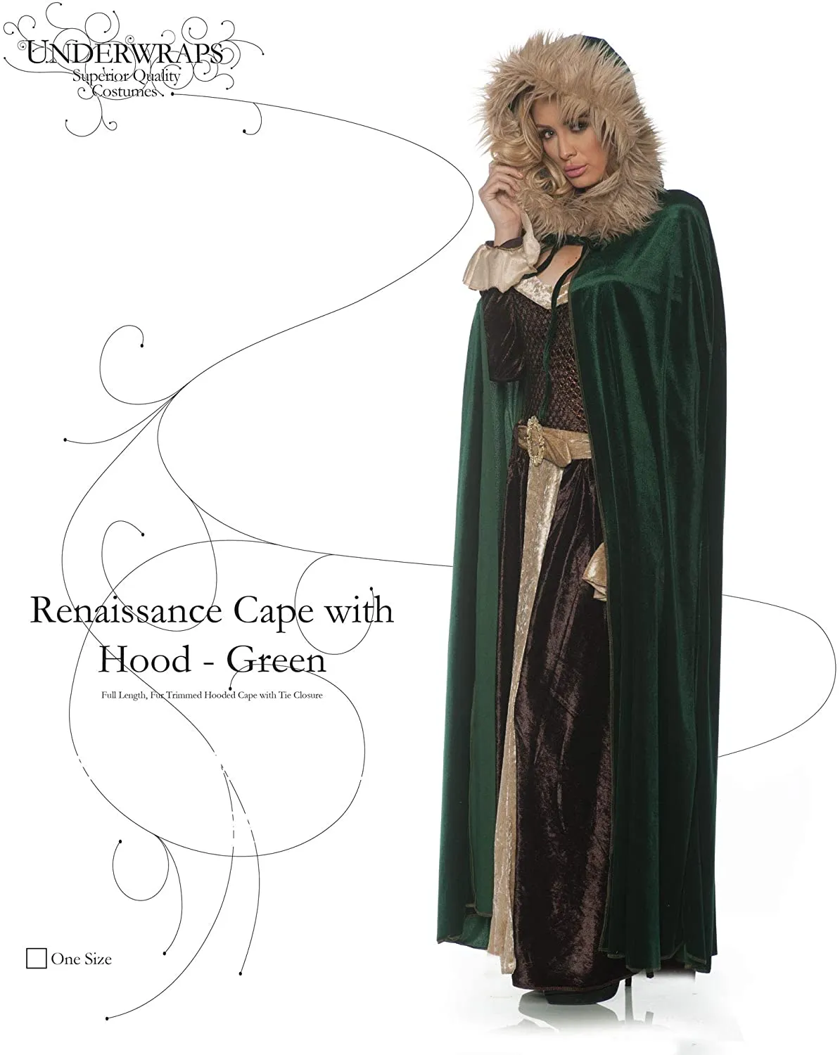 Renaissance Womens Adult Costume Cape with Hood