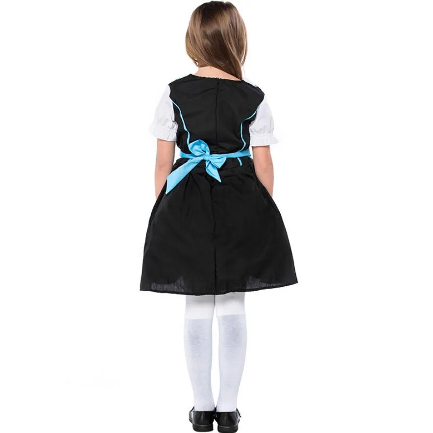 S-XL Children Oktoberfest Costumes Uniform German Kids Girl Beer Maid Heidi Costume Bavarian Dirndl Dress