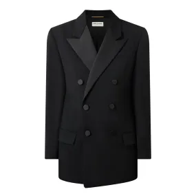 SAINT LAURENT Double-Breasted Tuxedo Blazer - Black