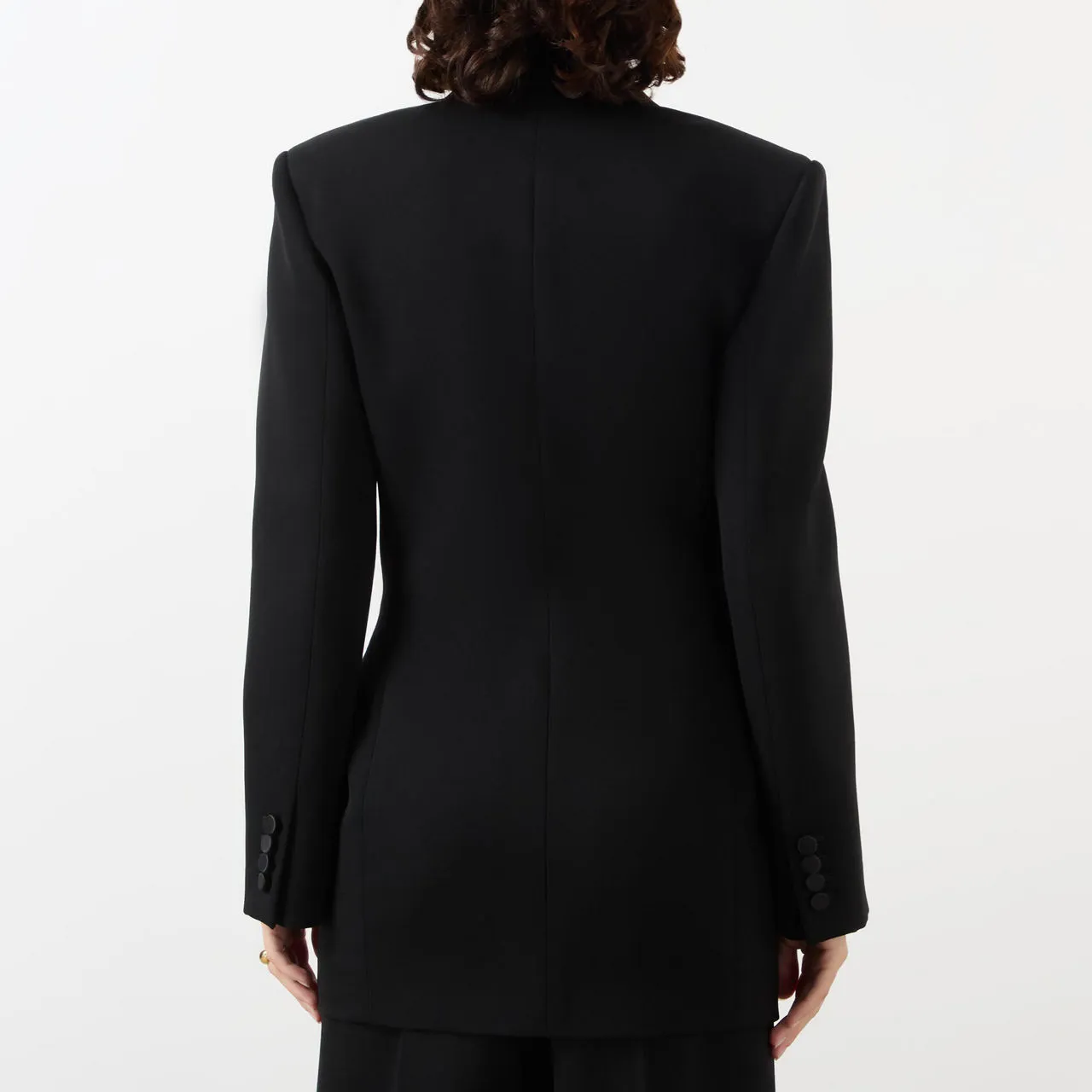 SAINT LAURENT Double-Breasted Tuxedo Blazer - Black