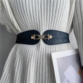 Simple Elastic Waist Belt with Metal Buckle