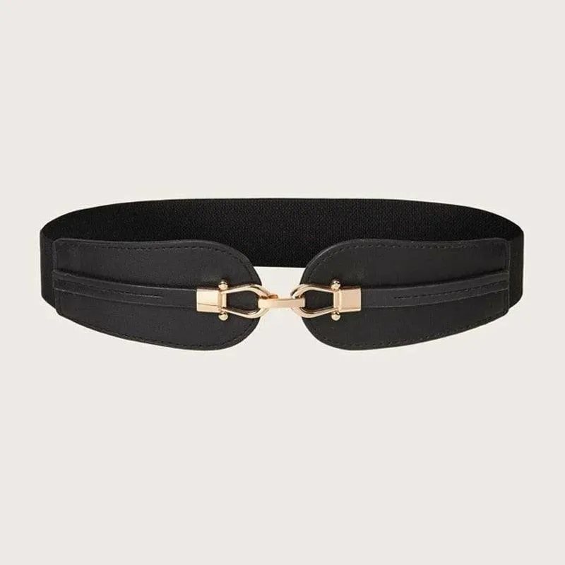 Simple Elastic Waist Belt with Metal Buckle