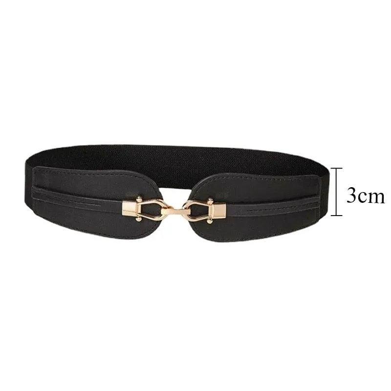 Simple Elastic Waist Belt with Metal Buckle