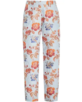 Sky Blue Floral Printed Trouser