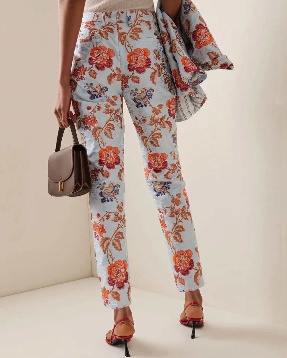 Sky Blue Floral Printed Trouser