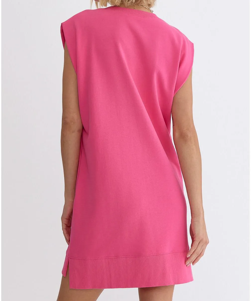 Sleeveless Mini Dress -  Pink