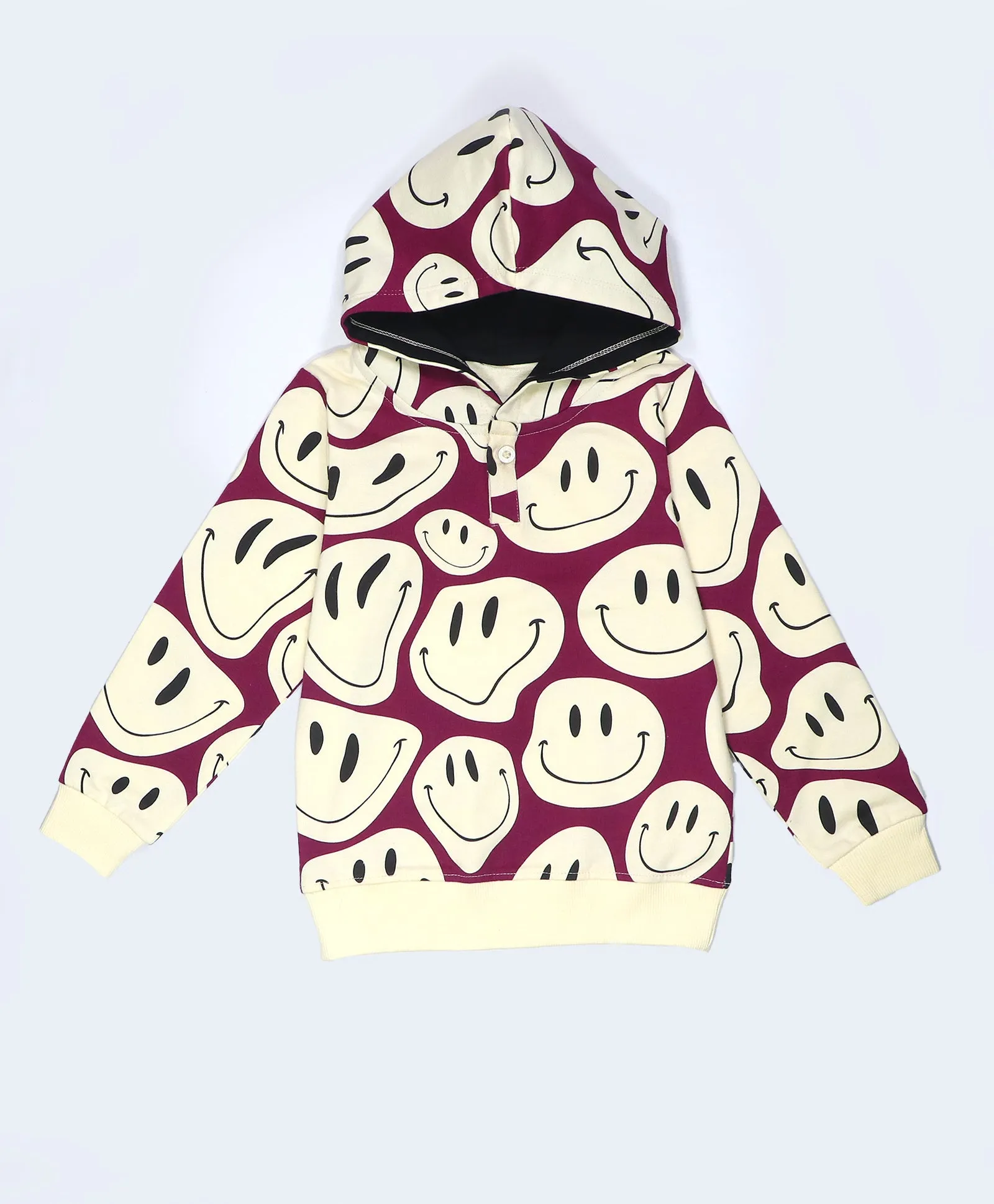 Smiley Pattern Kids Hoodie & Joggers Set