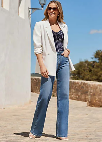 Sosandar Ivory Double Breasted Blazer | Grattan