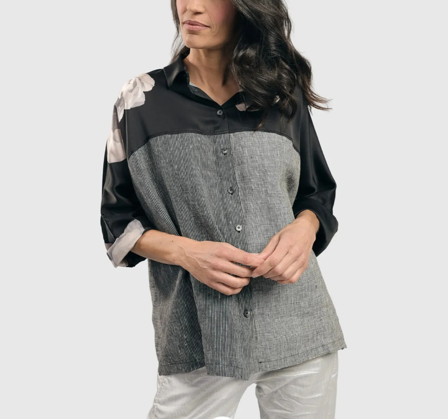 ST508M Mia Rose Yoked Linen Shirt