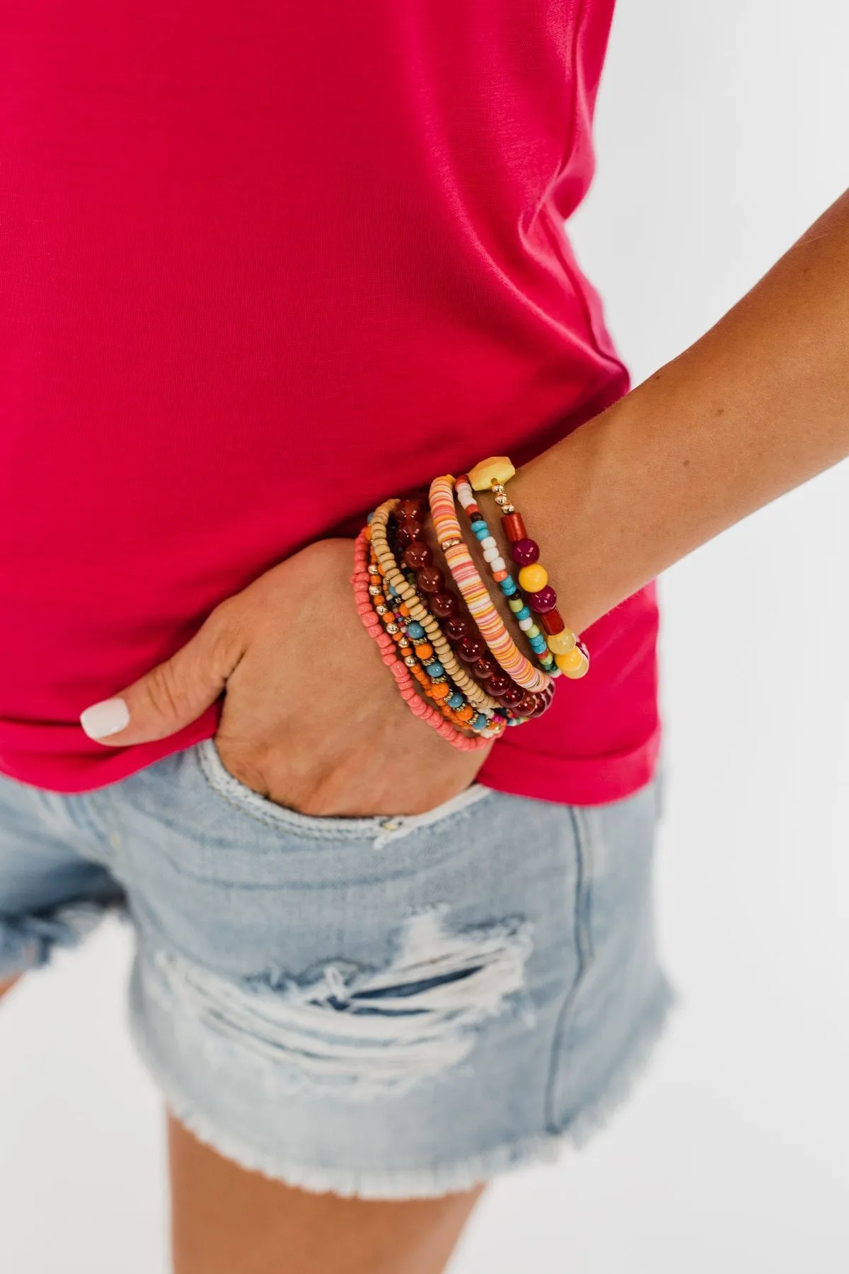 Stackable Seed Bead Bracelet Set- Multi-Color